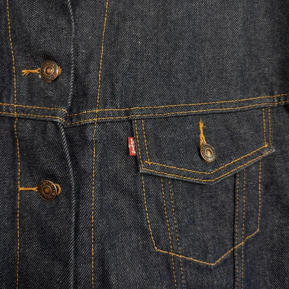 Vintage Levi's Jacket Mens Large Denim Biker Trucker Blue Button Front 90s Vtg
